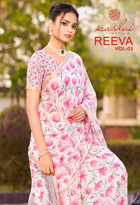 Reeva Vol 3 By Kashvi Dull Moss Viscose Border Printed Saree